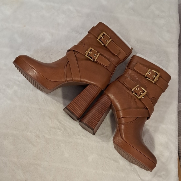 Vince Camuto Brown Heeled Boots with Buckle Detail - Picture 8 of 10